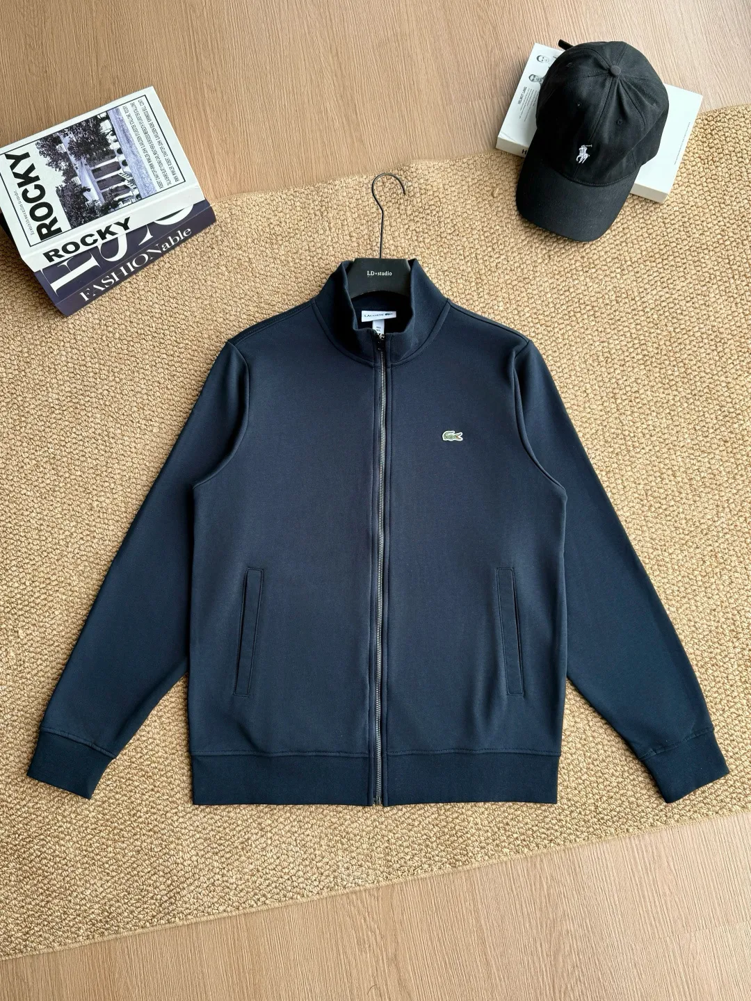 2026 Lacoste New Arrival zipper suit, small logo embroidery design on the chest, simple, casual and elegant, 360g terry color, Black Gray Royal Blue, Size: M L XL 2XL LA-11628#